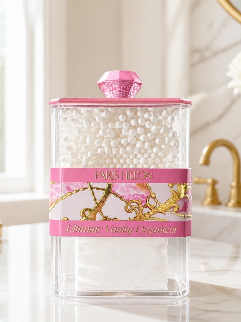 Paris Hilton Ultimate Vanity Organizer Cotton Swabs & Squares Set